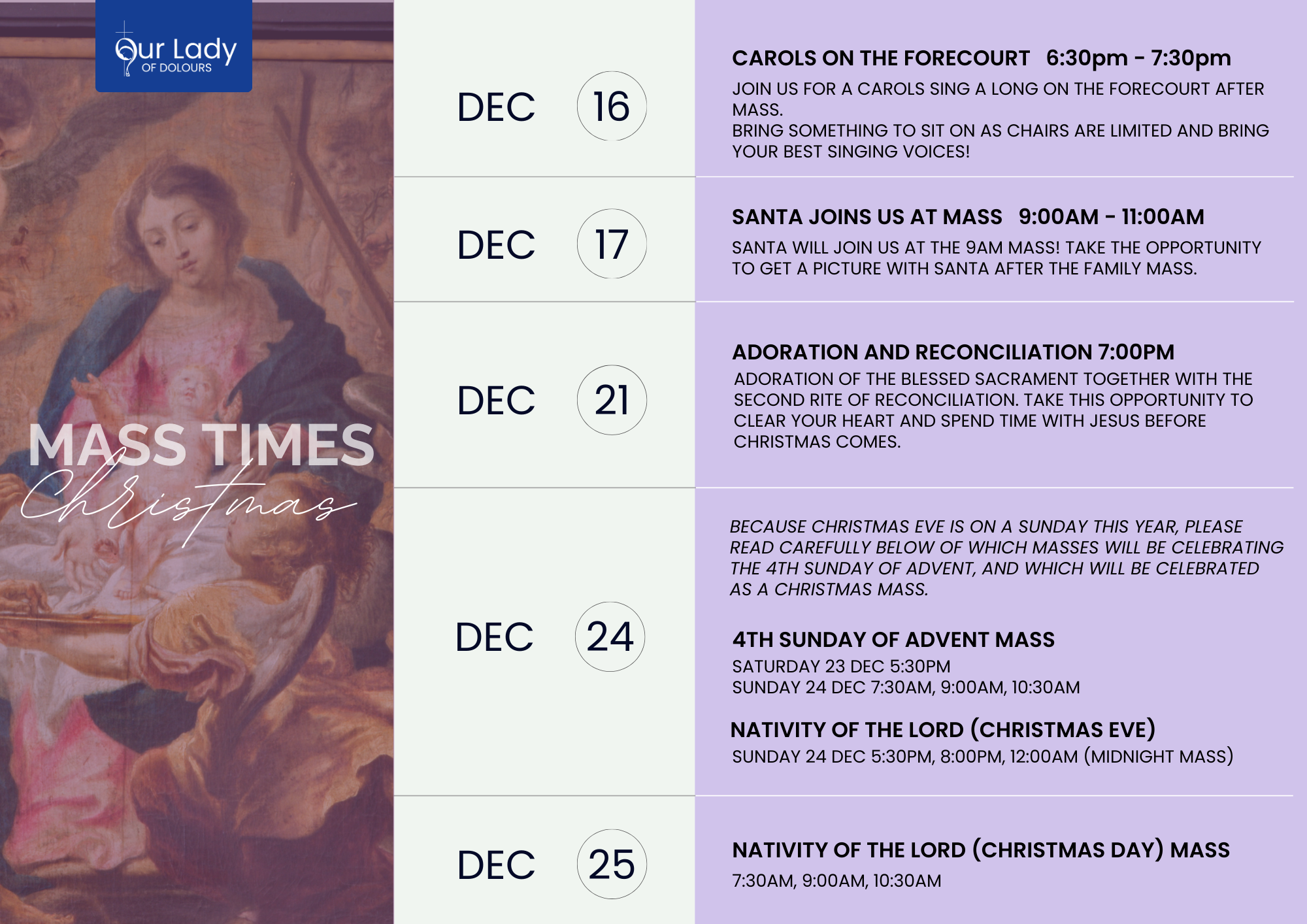 Christmas Mass Times Catholic Diocese of Broken Bay