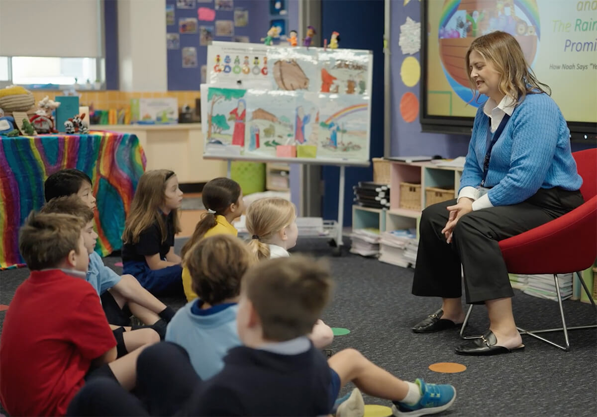 Catechist teaching children