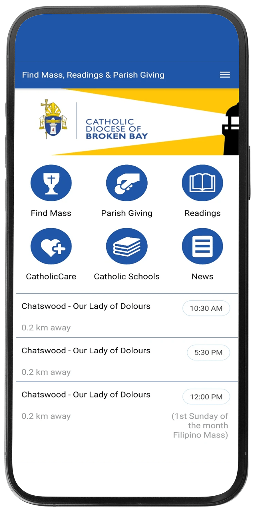Parish Giving App on Mobile Phone
